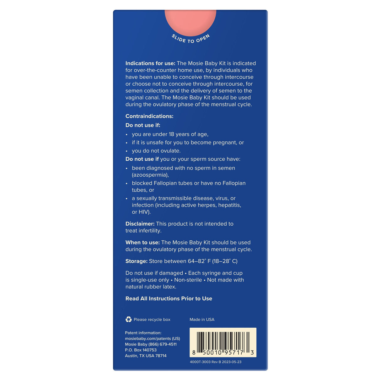 At-Home Insemination Kit Mosie Baby Barrel-free Tip - BeHope