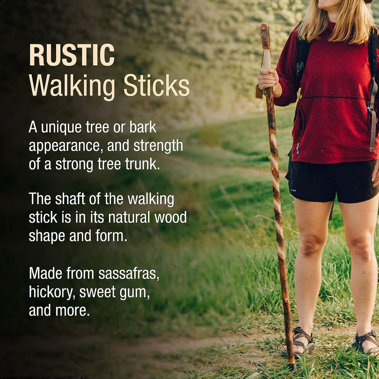 Walking Stick Brazos™ Twisted Wood 41 Inch Height Hickory - BeHope