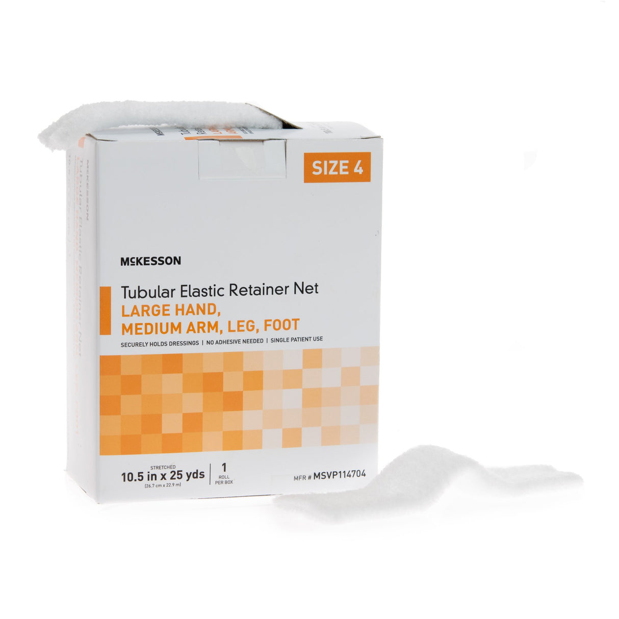 Elastic Net Retainer Dressing McKesson Tubular Elastic 10-1/2 Inch X 25 Yard (26.7 cm X 22.9 m) Size 4 White Large Hand / Medium Arm / Leg / Foot NonSterile - BeHope