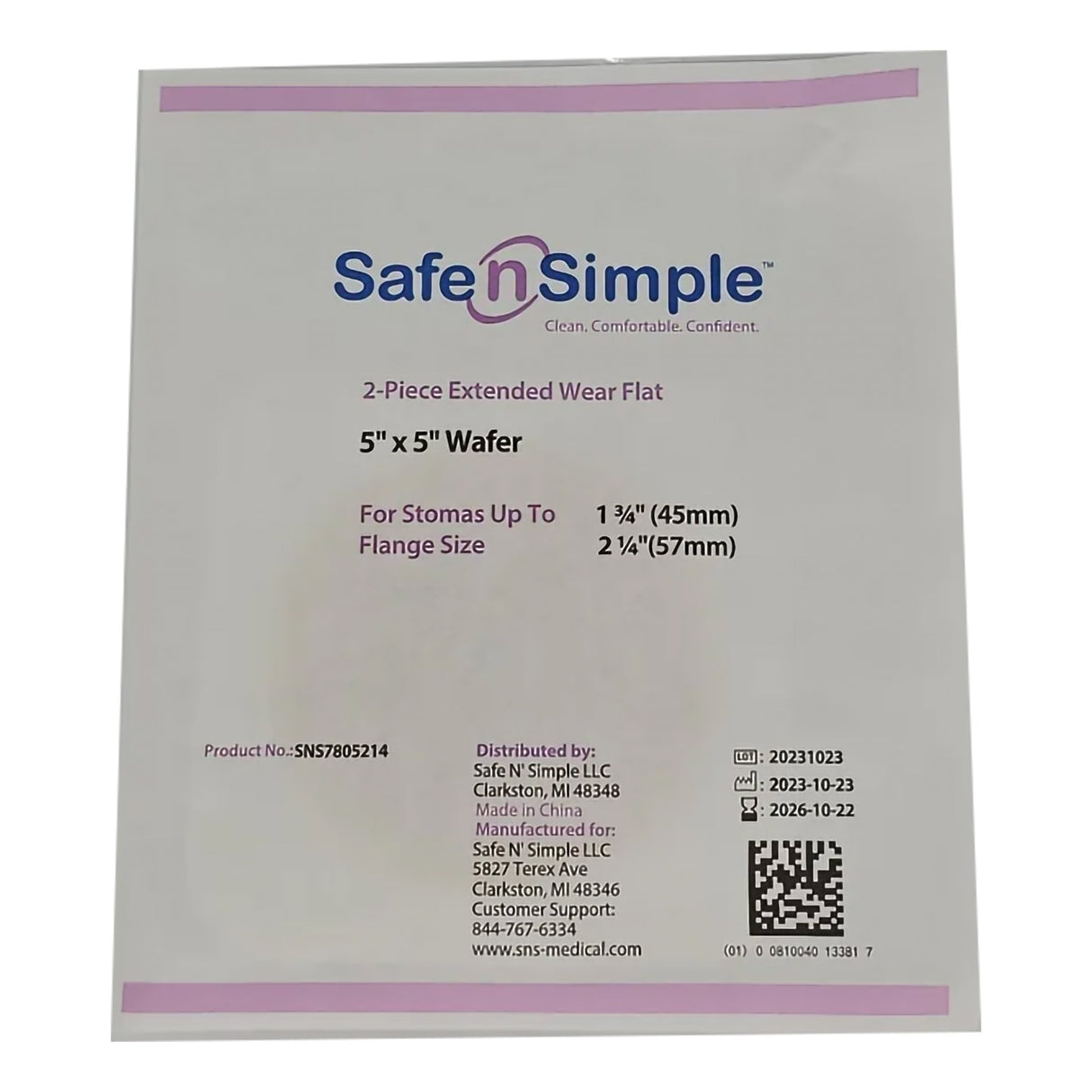 Ostomy Barrier Trim to Fit, Extended Wear Adhesive Tape Collar 57 mm Flange Red Code System Up to 1-3/4 Inch Opening 5 X 5 Inch - BeHope
