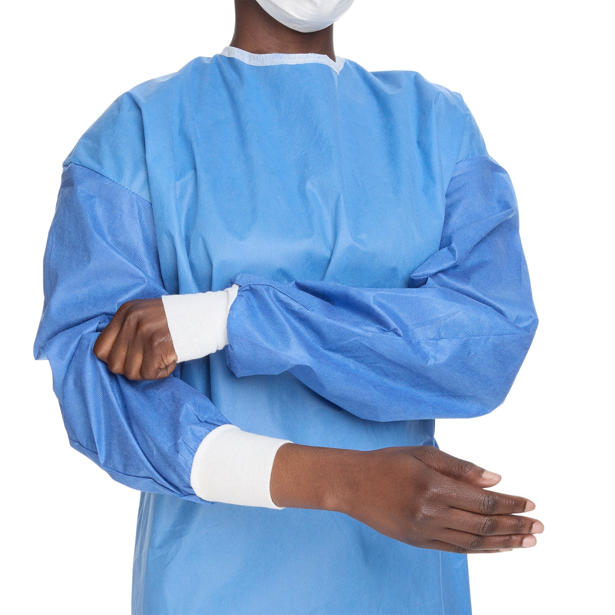 Non-Reinforced Surgical Gown with Towel Astound® Large Blue Sterile AAMI Level 3 Disposable - BeHope