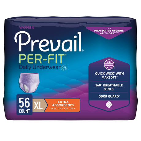 Female Adult Absorbent Underwear Prevail Per-Fit Pull On with Tear Away Seams X-Large Disposable Moderate Absorbency