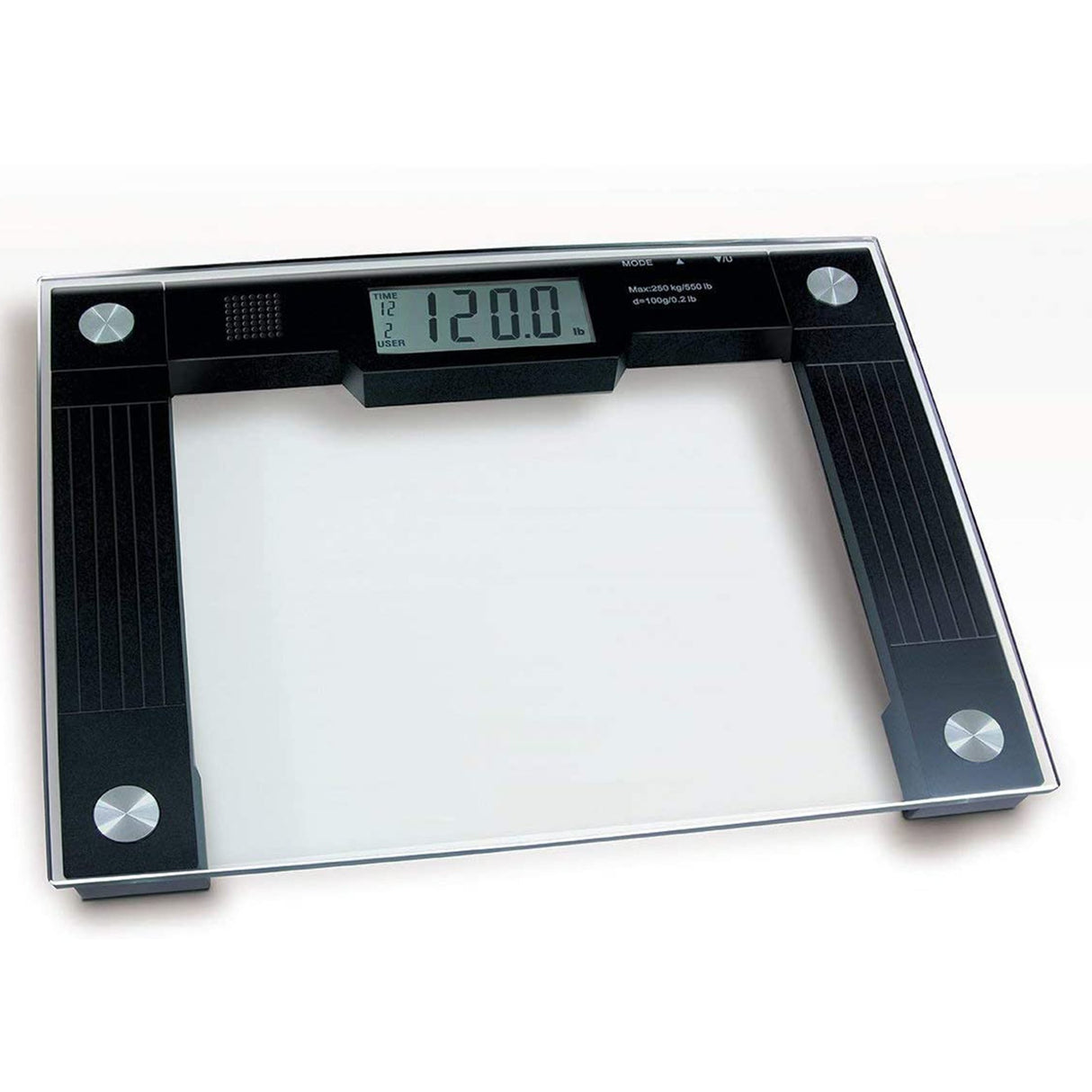 Floor Scale Ideaworks Digital Display 550 lbs. / 250 kg Capacity Black / Glass AC Power - BeHope