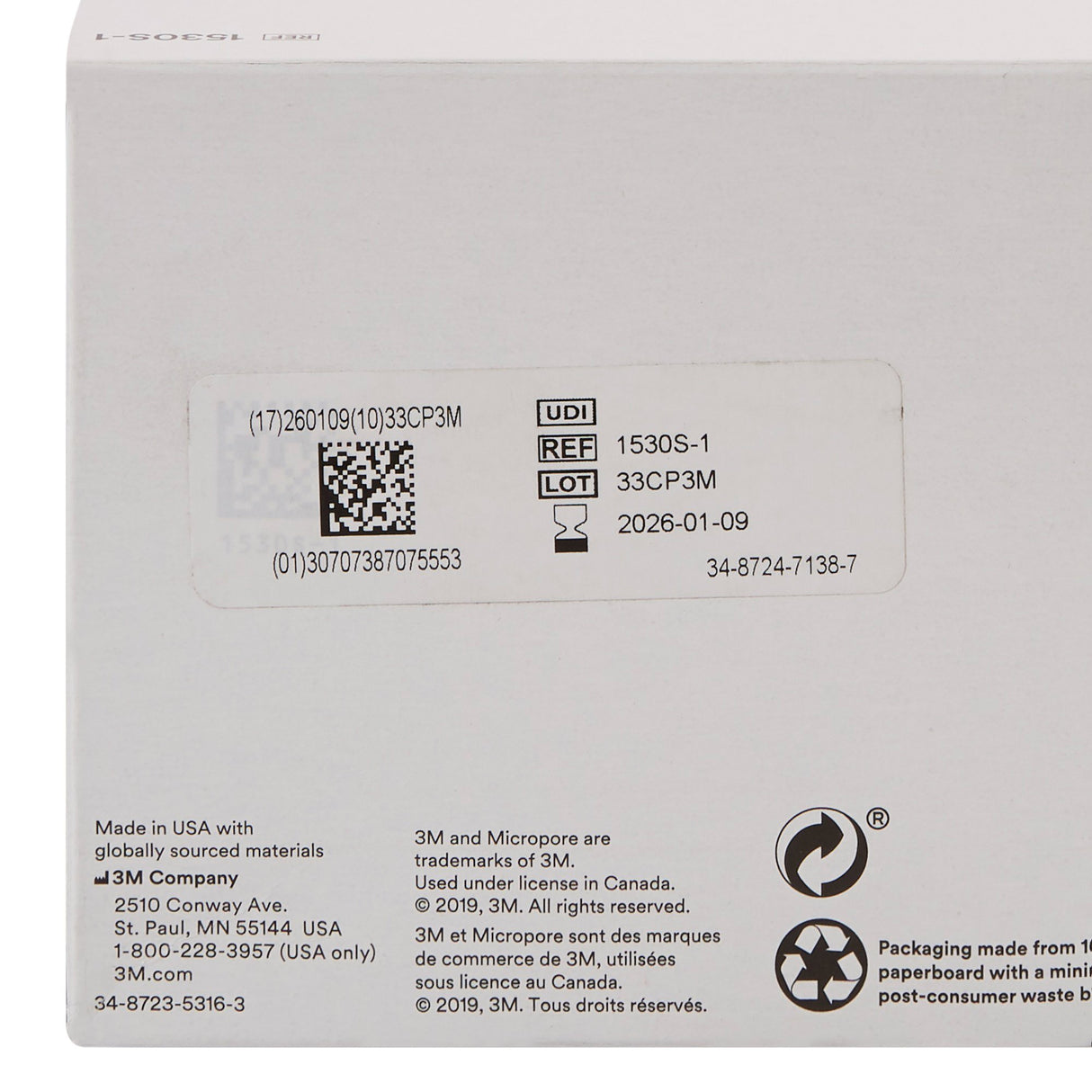 Medical Tape 3M™ Micropore™ White 1 Inch X 1-1/2 Yard Paper NonSterile - BeHope