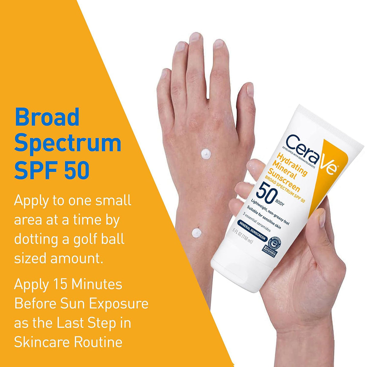 Sunscreen CeraVe® Hydrating Mineral Sunscreen SPF 50 Lotion 5 oz. Tube - BeHope