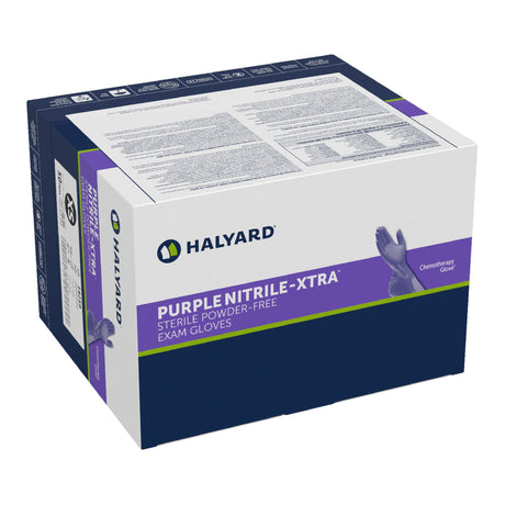 Exam Glove Purple Nitrile-Xtra™ X-Small Sterile Pair Nitrile Extended Cuff Length Textured Fingertips Purple Chemo Tested - BeHope