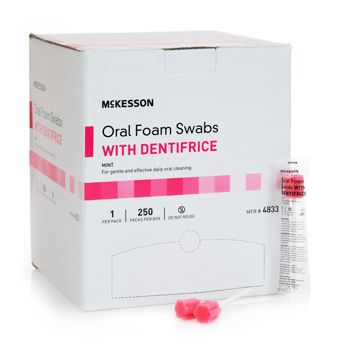 Oral Swab McKesson Dentifrice Foam Tip 1 per Pack - BeHope