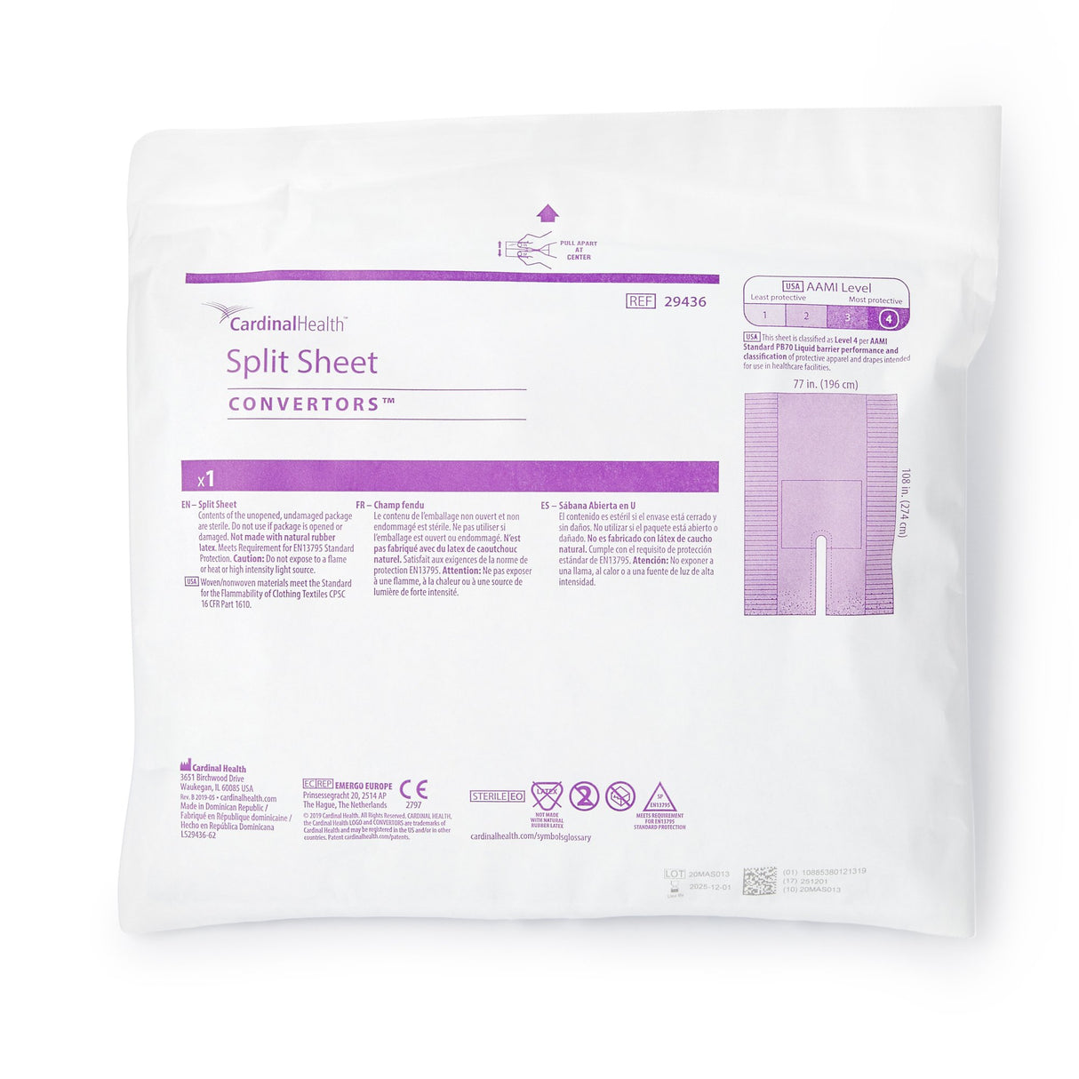 Orthopedic Drape Cardinal Health Split Sheet Drape 77 W X 108 L Inch Sterile - BeHope