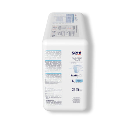 Unisex Adult Incontinence Brief Seni Classic Plus Large Disposable Moderate Absorbency