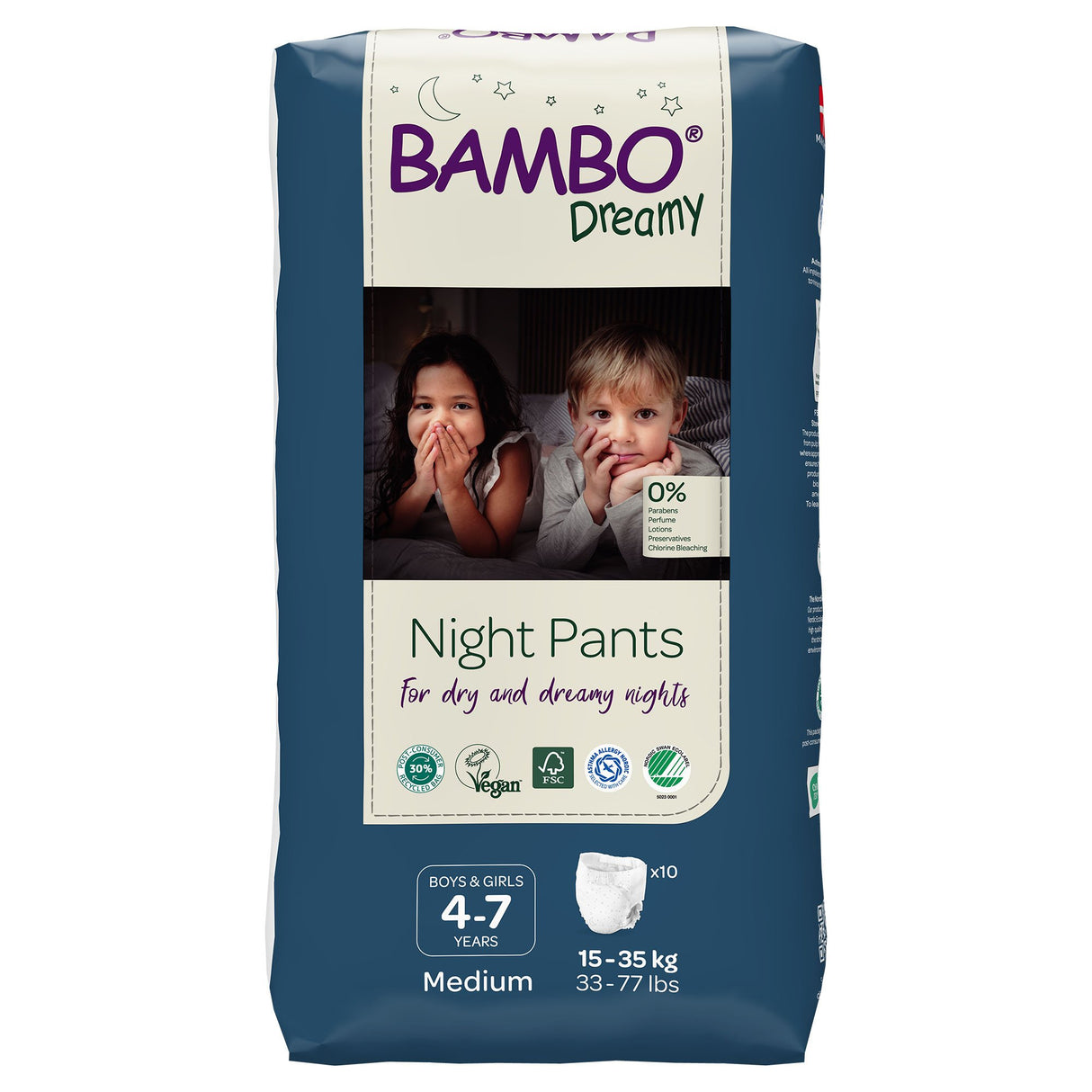 Unisex Youth Training Pants Bambo® Dreamy Night Pant Pull On with Tear Away Seams Size 4 to 7 Years Disposable Heavy Absorbency - BeHope