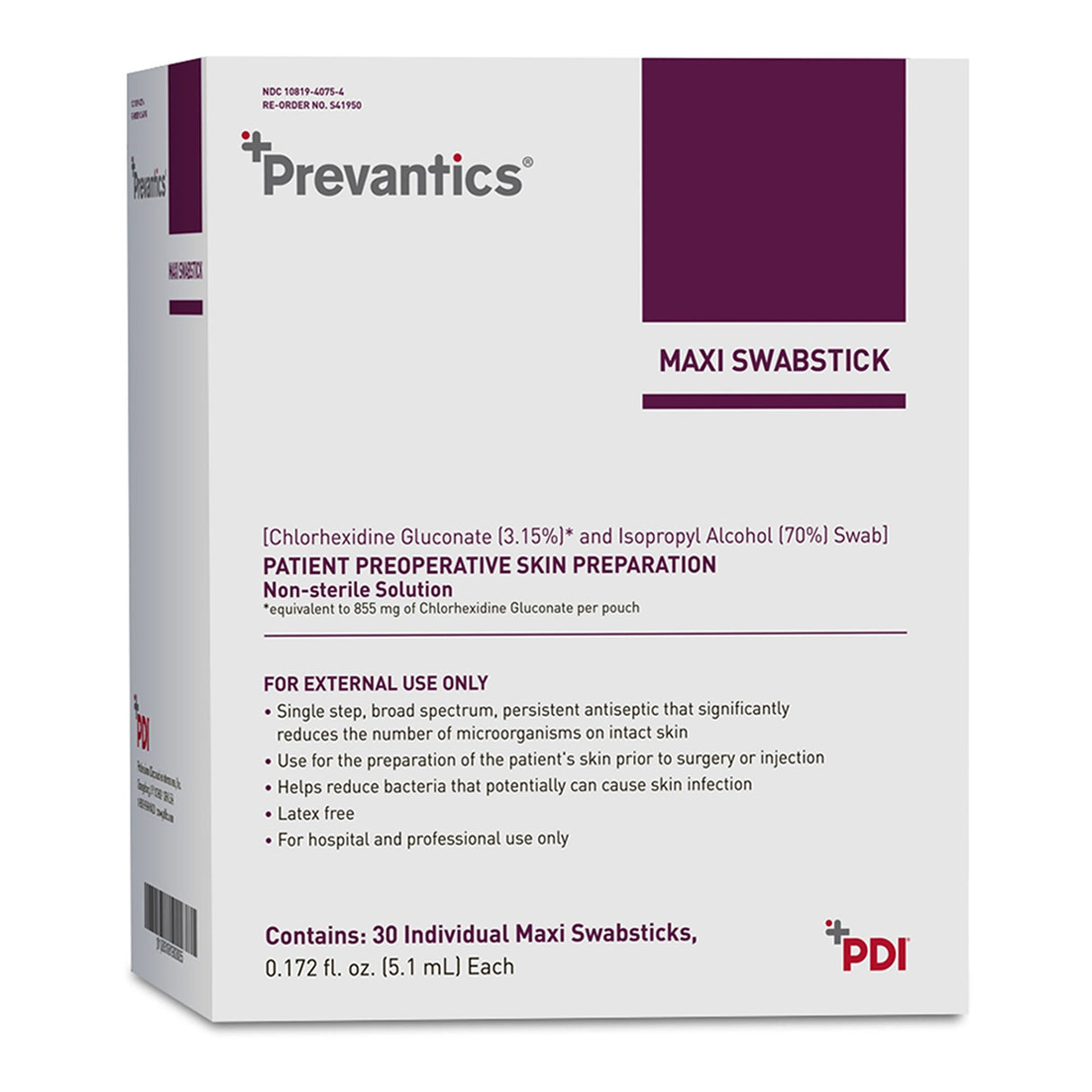 Impregnated Swabstick Prevantics® Maxi 3.15% / 70% Strength CHG (Chlorhexidine Gluconate) / Isopropyl Alcohol Individual Packet NonSterile - BeHope