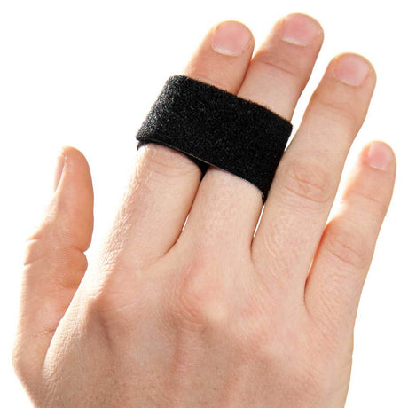 Finger Wrap Splint 3pp® Buddy Loops® Adult One Size Fits Most Hook and Loop Strap Closure Finger Black - BeHope