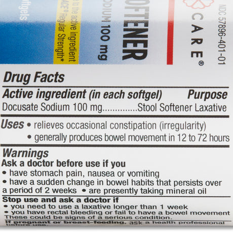 Stool Softener Geri-Care® Softgel 100 per Bottle 100 mg Strength Docusate Sodium - BeHope