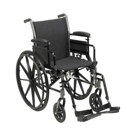 Lightweight Wheelchair McKesson Dual Axle Desk Length Arm Elevating Legrest Black Upholstery 20 Inch Seat Width Adult 300 lbs. Weight Capacity - BeHope