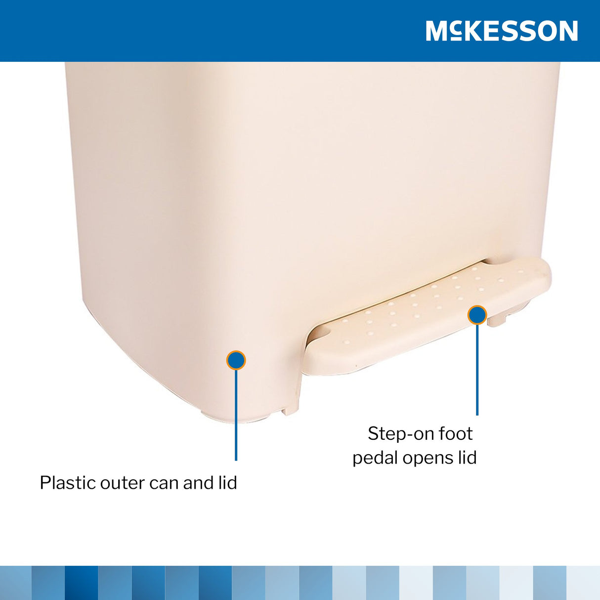 Trash Can McKesson 52 Quart / 13 gal. Beige Plastic Rectangular - BeHope