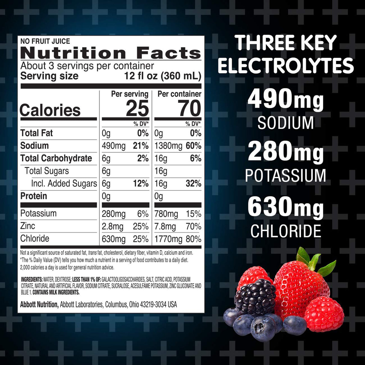Oral Electrolyte Solution Pedialyte AdvancedCare Plus Berry Frost Flavor 33.8 oz. Electrolyte