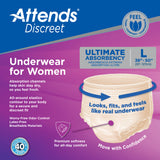 Female Adult Absorbent Underwear Attends® Discreet Pull On with Tear Away Seams Large Disposable Heavy Absorbency - BeHope