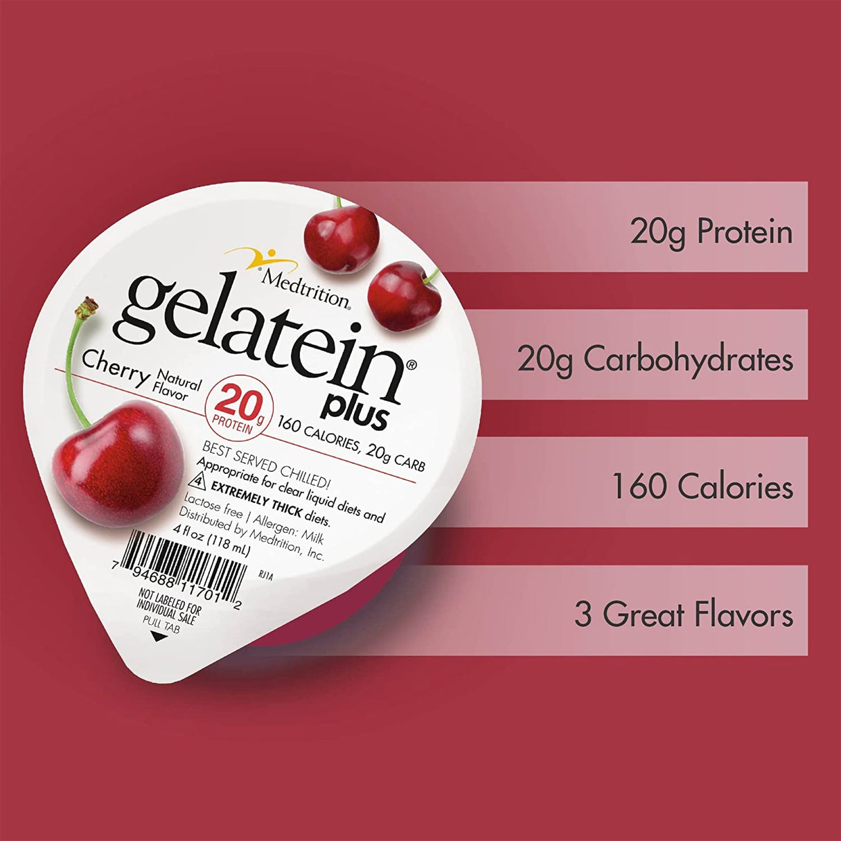 Oral Supplement Gelatein® Plus Cherry Flavor Gel 4 oz. Cup - BeHope