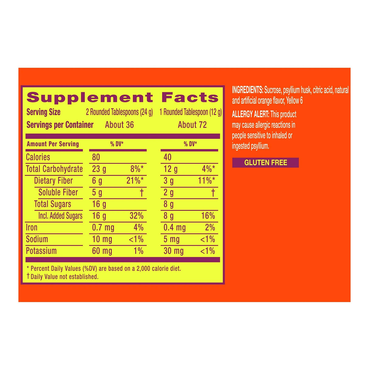 Fiber Supplement Metamucil® Orange Flavor Powder 30 oz. 3.4 Gram Strength Psyllium Husk - BeHope
