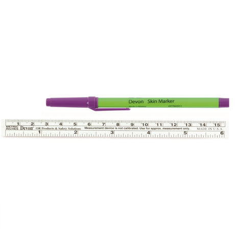 Skin Marker with Ruler and Labels Devon™ Gentian Violet Ink Sterile Full Size Regular Tip - BeHope