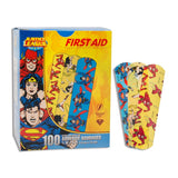 Adhesive Strip Stat Strip® Plastic Kid Design (Superman / Wonder Woman / Flash) 3/4 X 3 Inch Sterile - BeHope