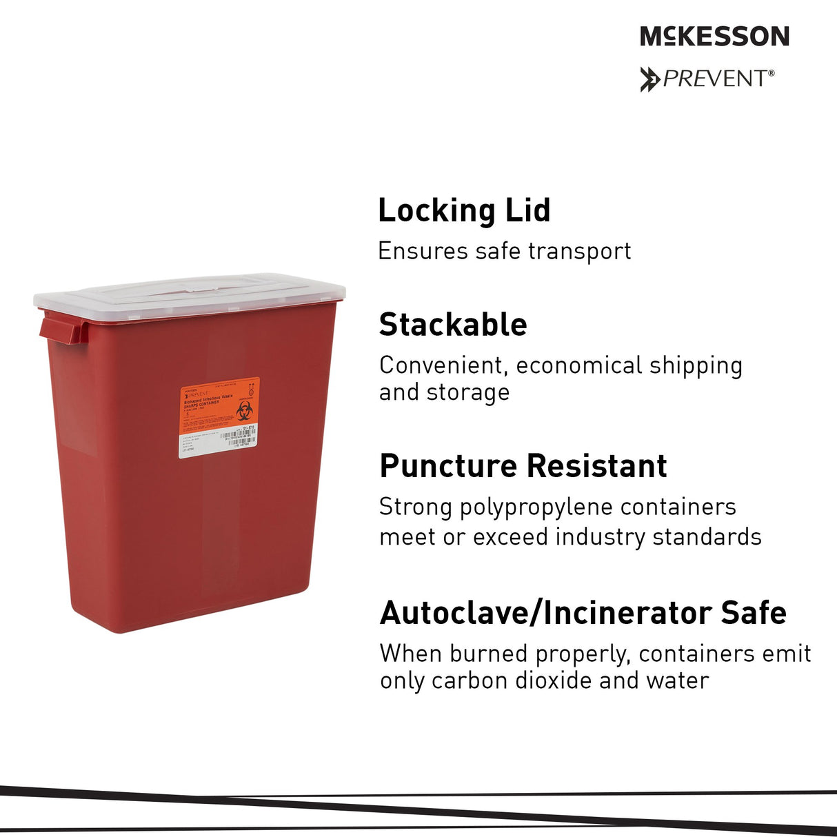 Sharps Container McKesson Red Base 13-1/2 H X 12-1/2 W X 6 D Inch Horizontal Entry 3 Gallon