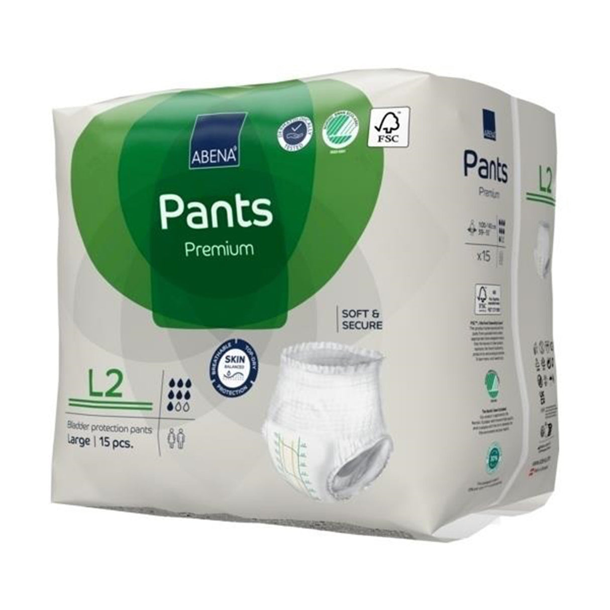 Unisex Adult Absorbent Underwear Abena® Premium Pants L2 Pull On with Tear Away Seams Large Disposable Heavy Absorbency - BeHope