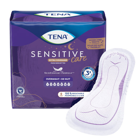 Bladder Control Pad TENA® Sensitive Care Extra Coverage 16 Inch Length Heavy Absorbency Super Absorbent Core One Size Fits Most - BeHope