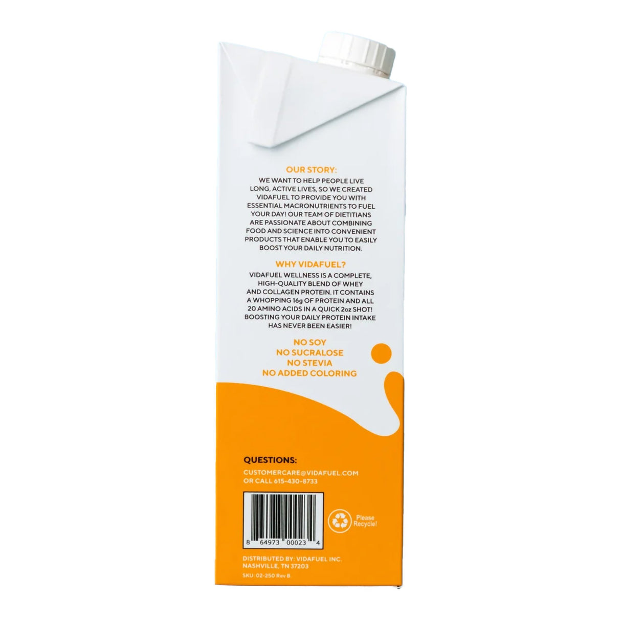 Oral Supplement Vida Fuel Wellness Protein Citrus Burst Flavor Liquid 32 oz. Reclosable Carton