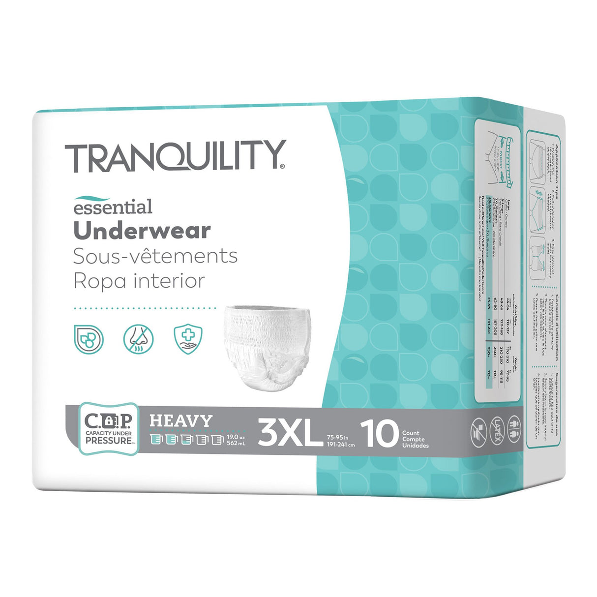 Unisex Adult Absorbent Underwear Tranquility® Essential Pull On with Tear Away Seams 3X-Large Disposable Heavy Absorbency - BeHope