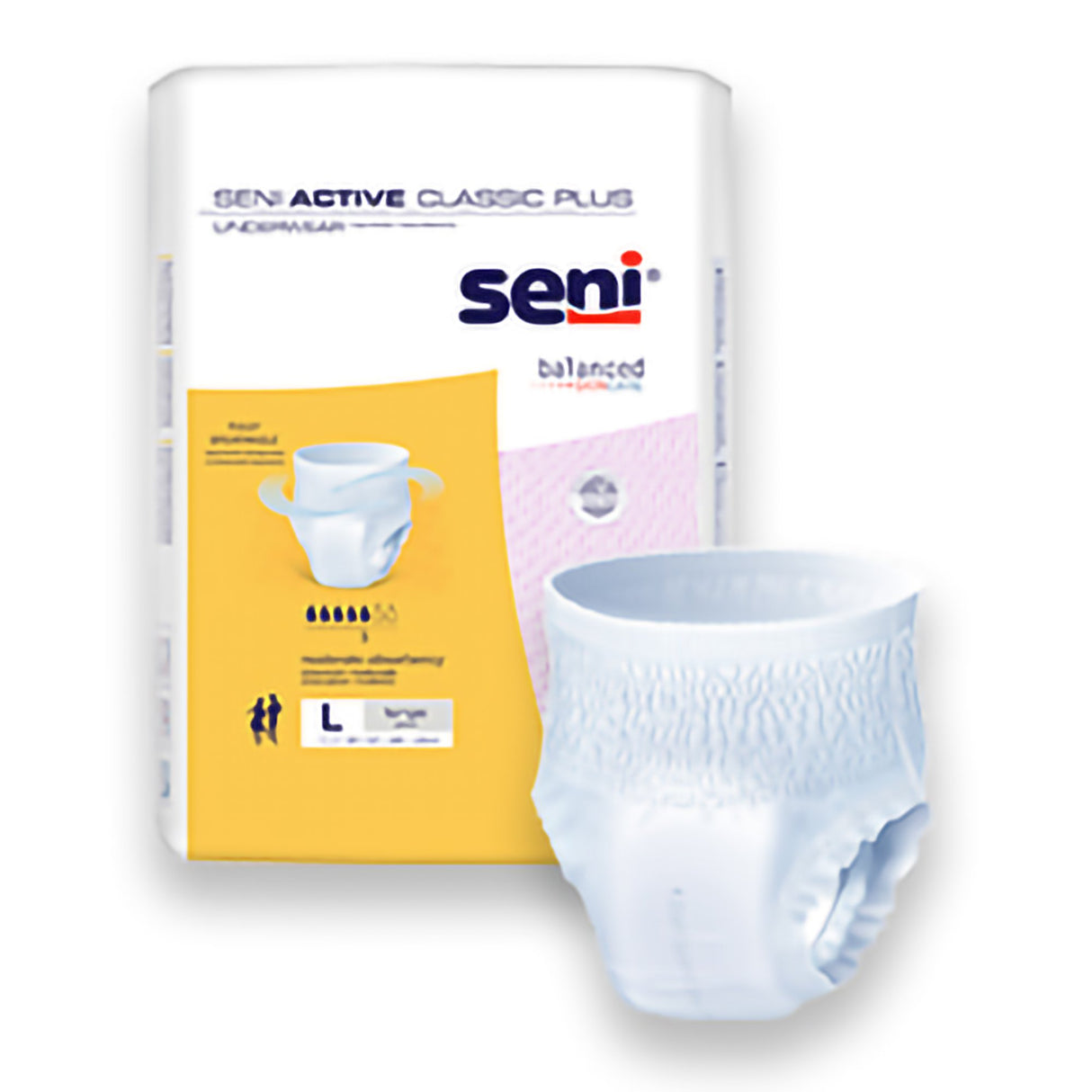 Unisex Adult Absorbent Underwear Seni® Active Classic Plus Pull On with Tear Away Seams Large Disposable Moderate Absorbency - BeHope