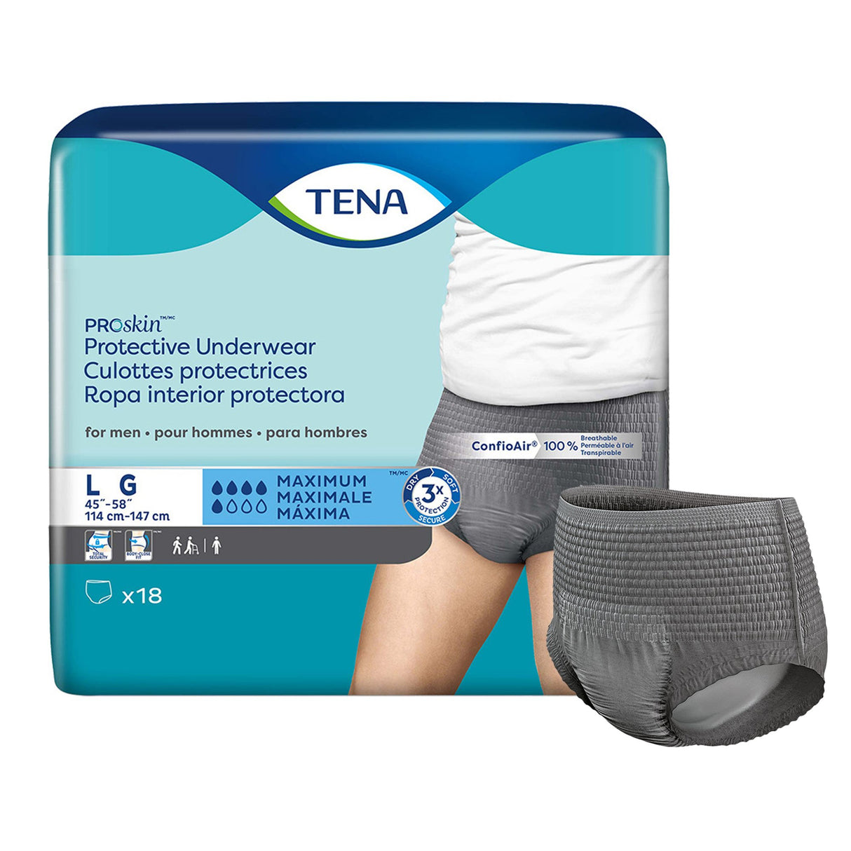 Male Adult Absorbent Underwear TENA ProSkin Pull On with Tear Away Seams Large Disposable Moderate Absorbency