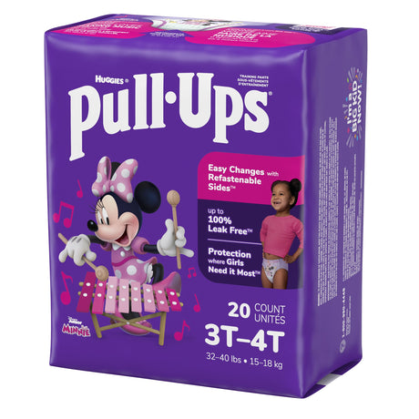 Female Toddler Training Pants Pull-Ups Size 3T to 4T Disposable Moderate Absorbency