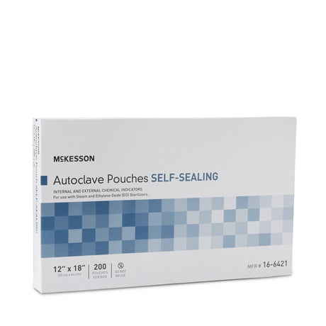 Sterilization Pouch McKesson Ethylene Oxide (EO) Gas / Steam 12 X 18 Inch Transparent Blue / White Self Seal Paper / Film - BeHope