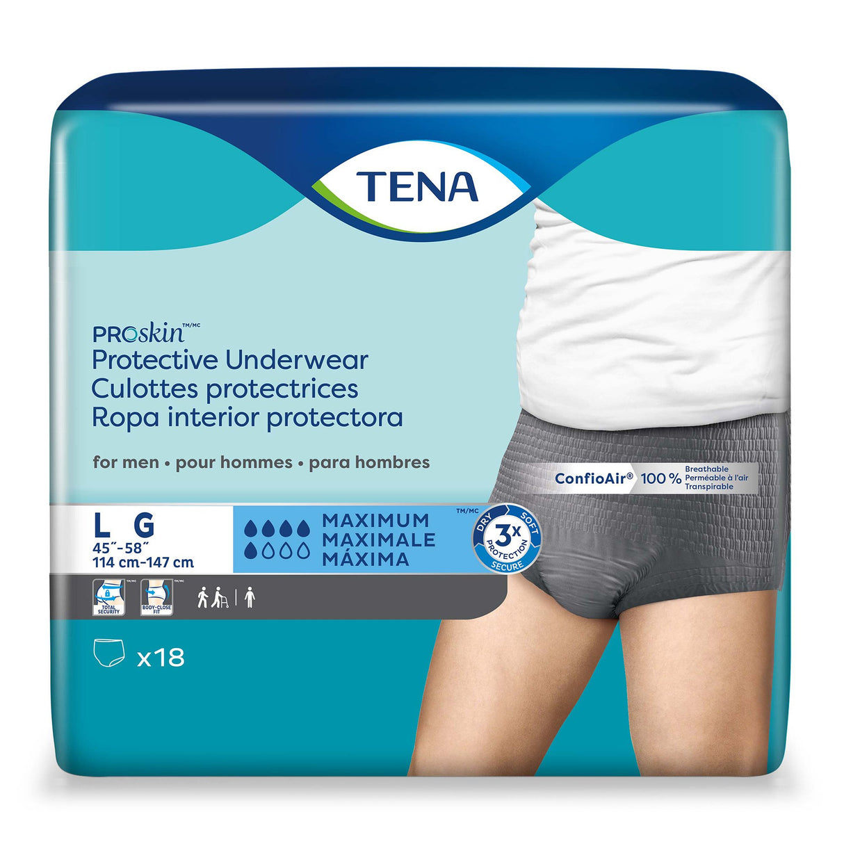 Male Adult Absorbent Underwear TENA ProSkin Pull On with Tear Away Seams Large Disposable Moderate Absorbency