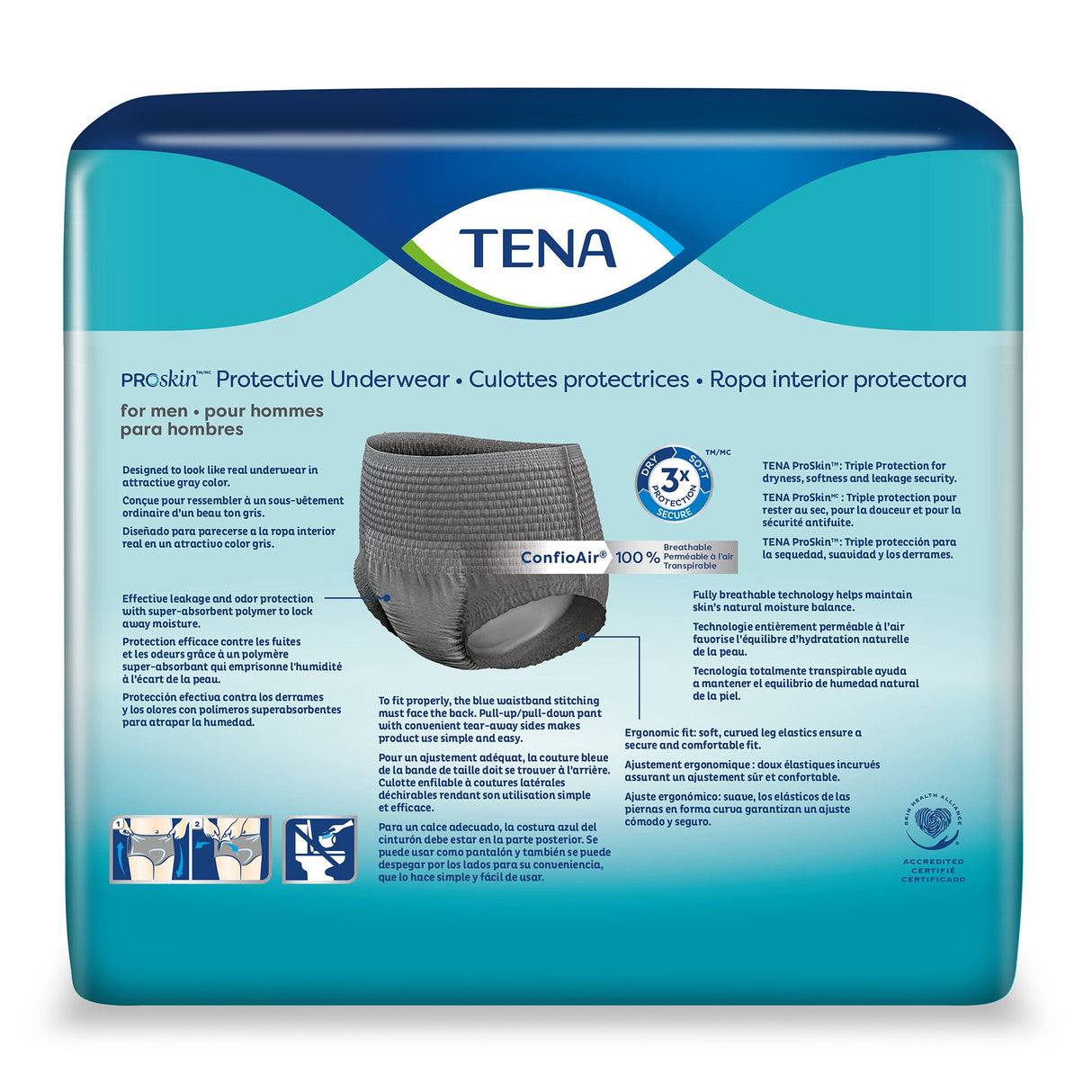 Male Adult Absorbent Underwear TENA ProSkin Pull On with Tear Away Seams X-Large Disposable Moderate Absorbency