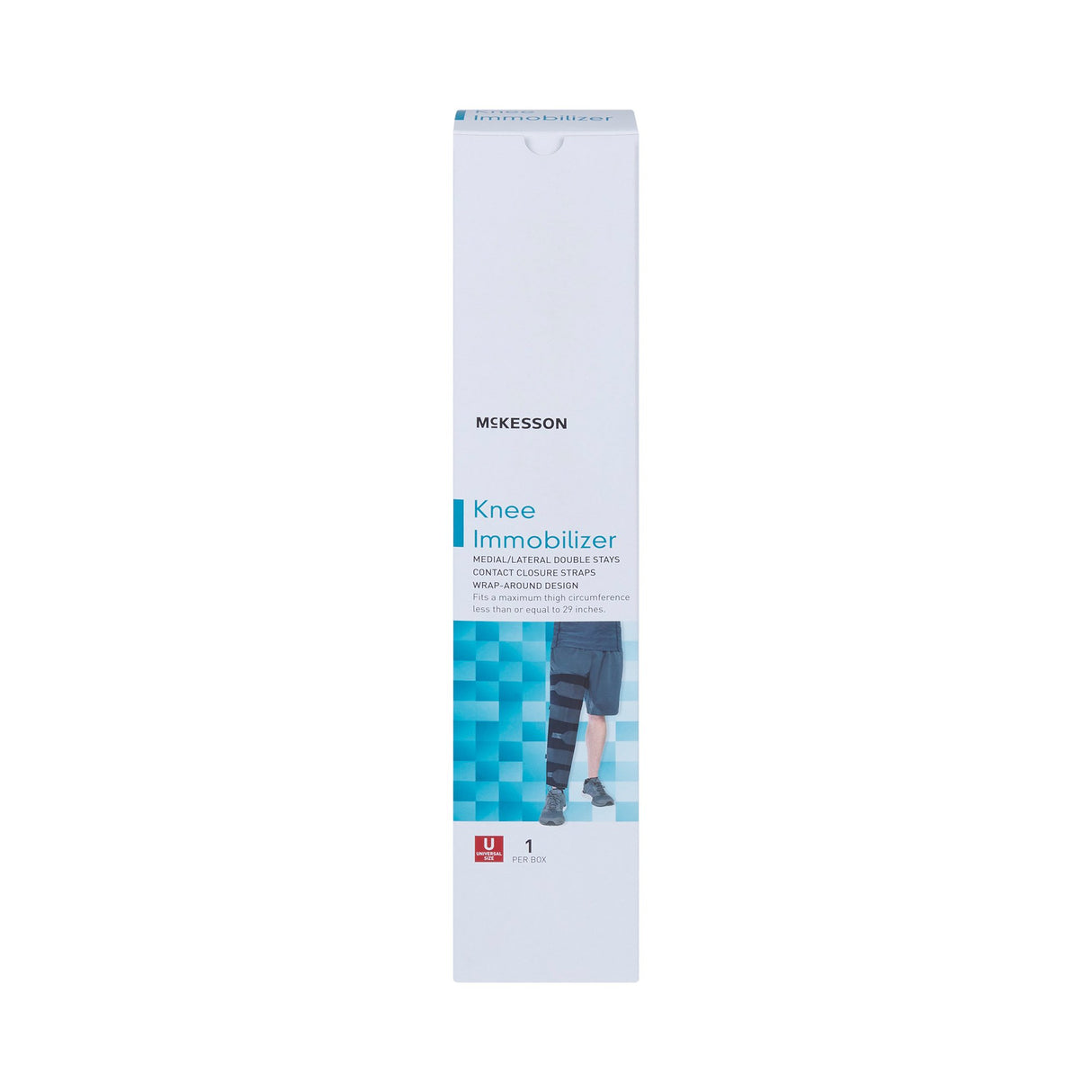 Knee Immobilizer McKesson One Size Fits Most Hook and Loop Closure Up to 29 Inch Thigh Circumference 14 Inch Length Left or Right Knee - BeHope