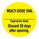Pre-Printed Label UAL™ Anesthesia Label Yellow Paper Multi-Dose Vial Expiation Date Discard 28 Days after opening Black Syringe Label 1 Inch Diameter - BeHope