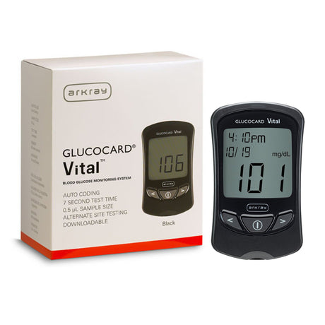 Blood Glucose Meter Glucocard® Vital™ 7 Second Results Stores up to 250 Results No Coding Required - BeHope