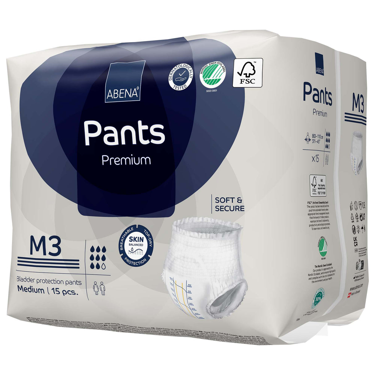Unisex Adult Absorbent Underwear Abena® Premium Pants M3 Pull On with Tear Away Seams Medium Disposable Heavy Absorbency - BeHope