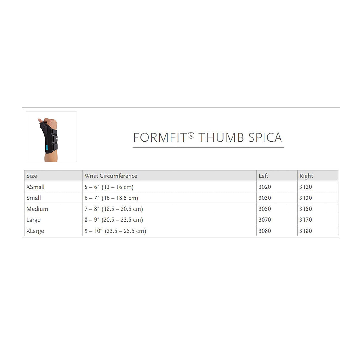 Thumb Spica Ossur® Formfit® X-Small D-Ring / Hook and Loop Strap Closure Right Hand Black - BeHope