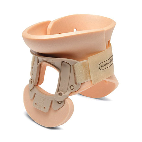 Rigid Cervical Collar Ossur® Philadelphia® Preformed Adult One Size Fits Most Two-Piece / Trachea Opening Adjustable Height 10 to 19 Inch Neck Circumference - BeHope
