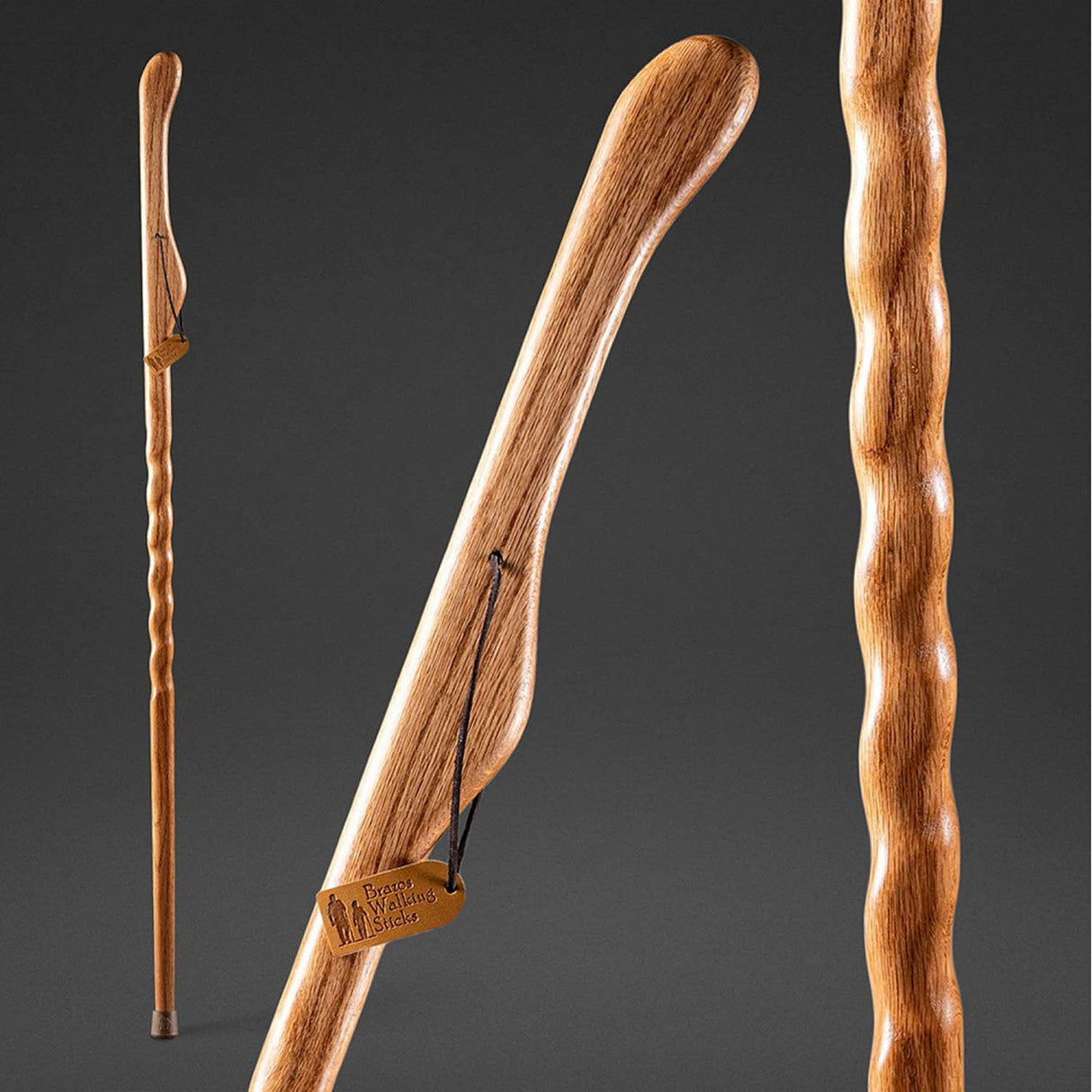 Walking Stick Brazos™ Twisted HitchHiker Wood 58 Inch Height Tan Oak - BeHope