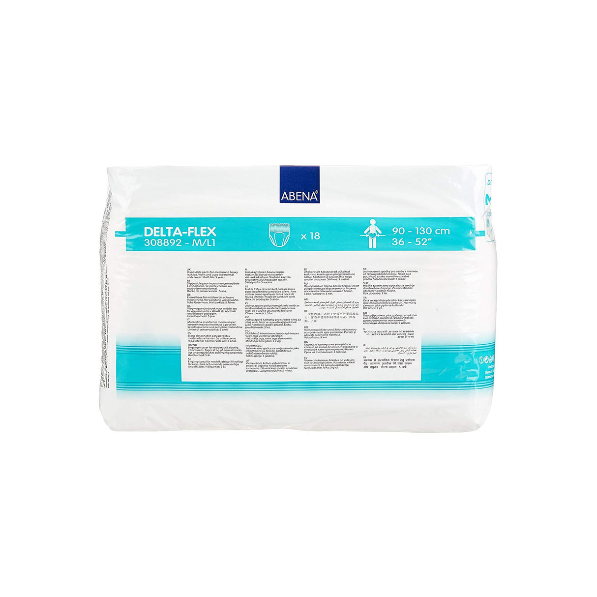 Unisex Adult Absorbent Underwear Abena Delta-Flex L1 Pull On with Tear Away Seams Medium / Large Disposable Moderate Absorbency