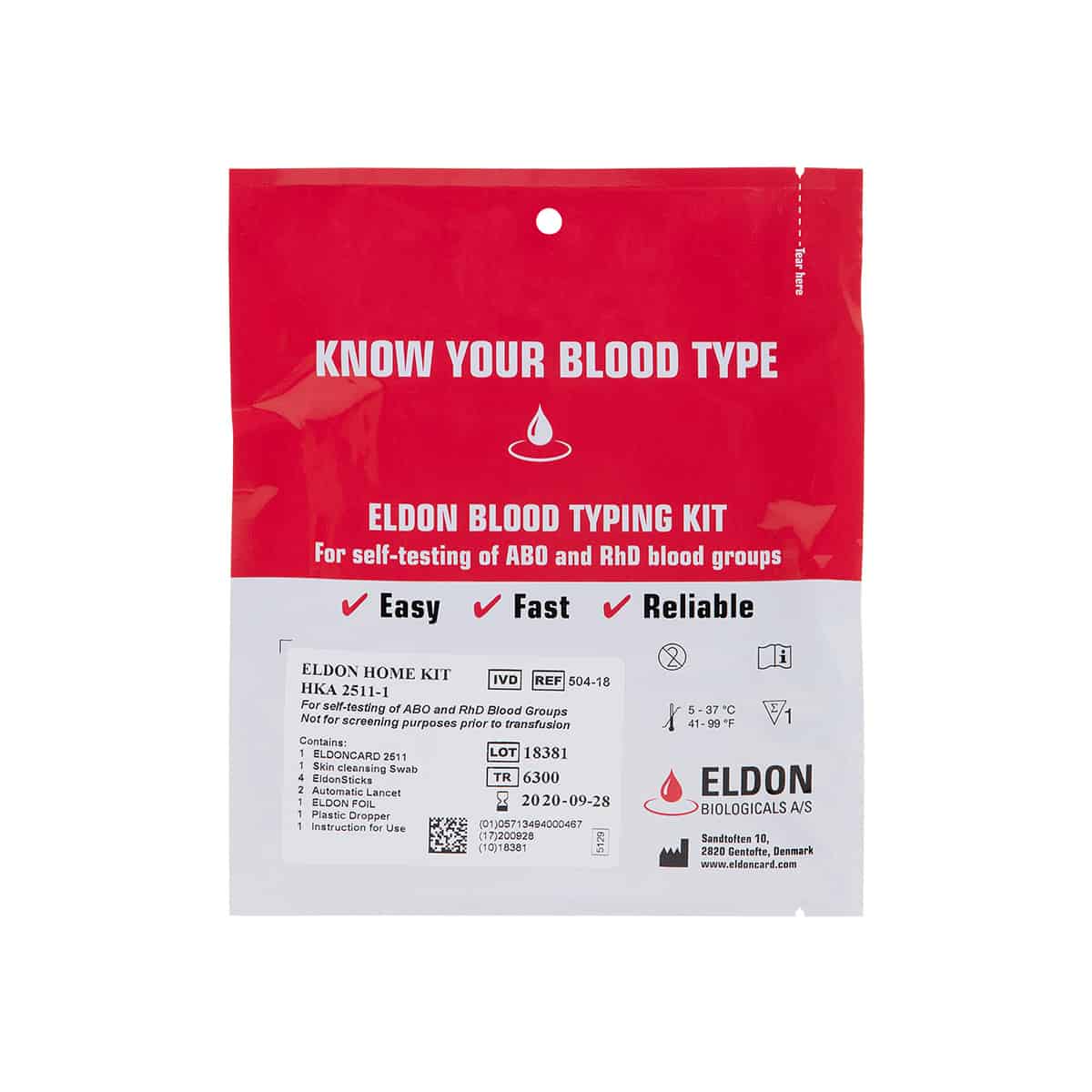 Blood Bank Test Kit Eldoncard® Abo-rh Blood Typing Single Test - Behope