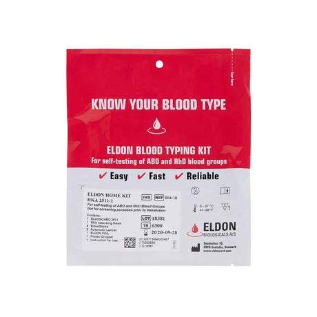 Eldoncard® ABO Rh Blood Typing Kit - BeHope
