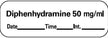 Drug Label PDC® Anesthesia Label Tape Diphenhydramine 50mg/mL Date_Time_Int_ White 1/2 X 1-1/2 Inch - BeHope