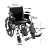Lightweight Wheelchair McKesson Dual Axle Desk Length Arm Elevating Legrest Black Upholstery 18 Inch Seat Width Adult 300 lbs. Weight Capacity - BeHope