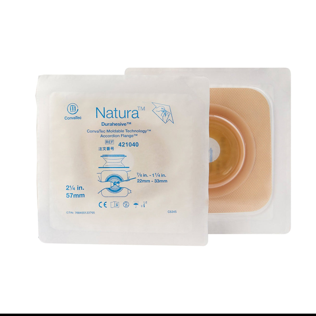 Ostomy Barrier Natura™ Moldable Durahesive® Adhesive 57 mm Flange Sur-Fit® Natura® System Hydrocolloid Tape Collar 7/8 to 1-1/4 Inch Opening - BeHope