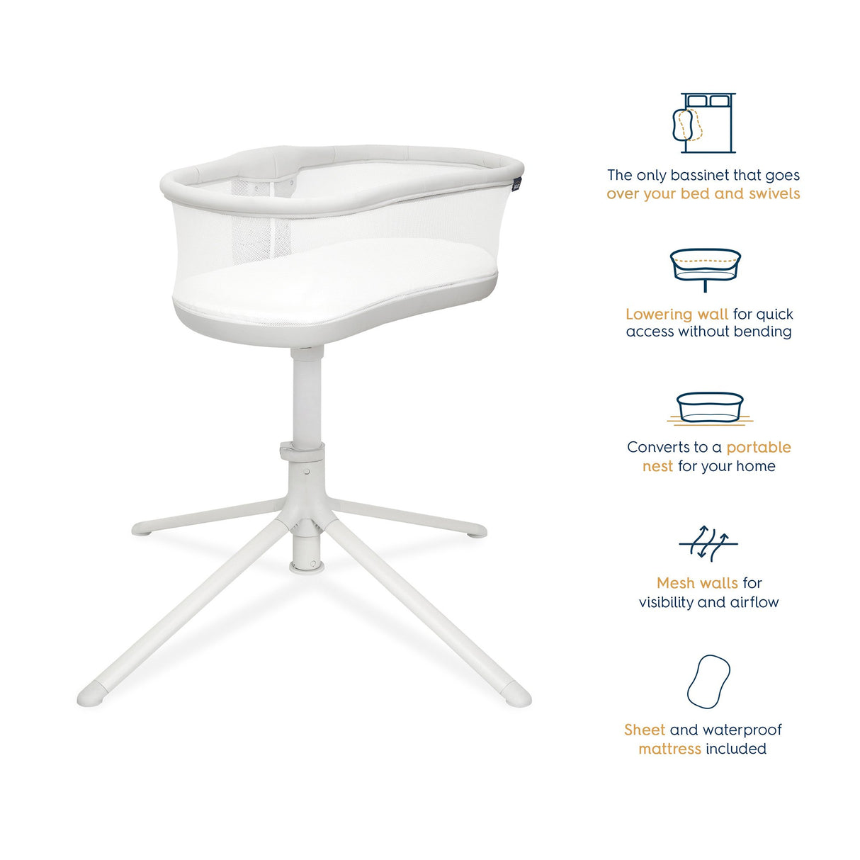 Bassinet BassiNest® Swivel Sleeper 3.0 - BeHope